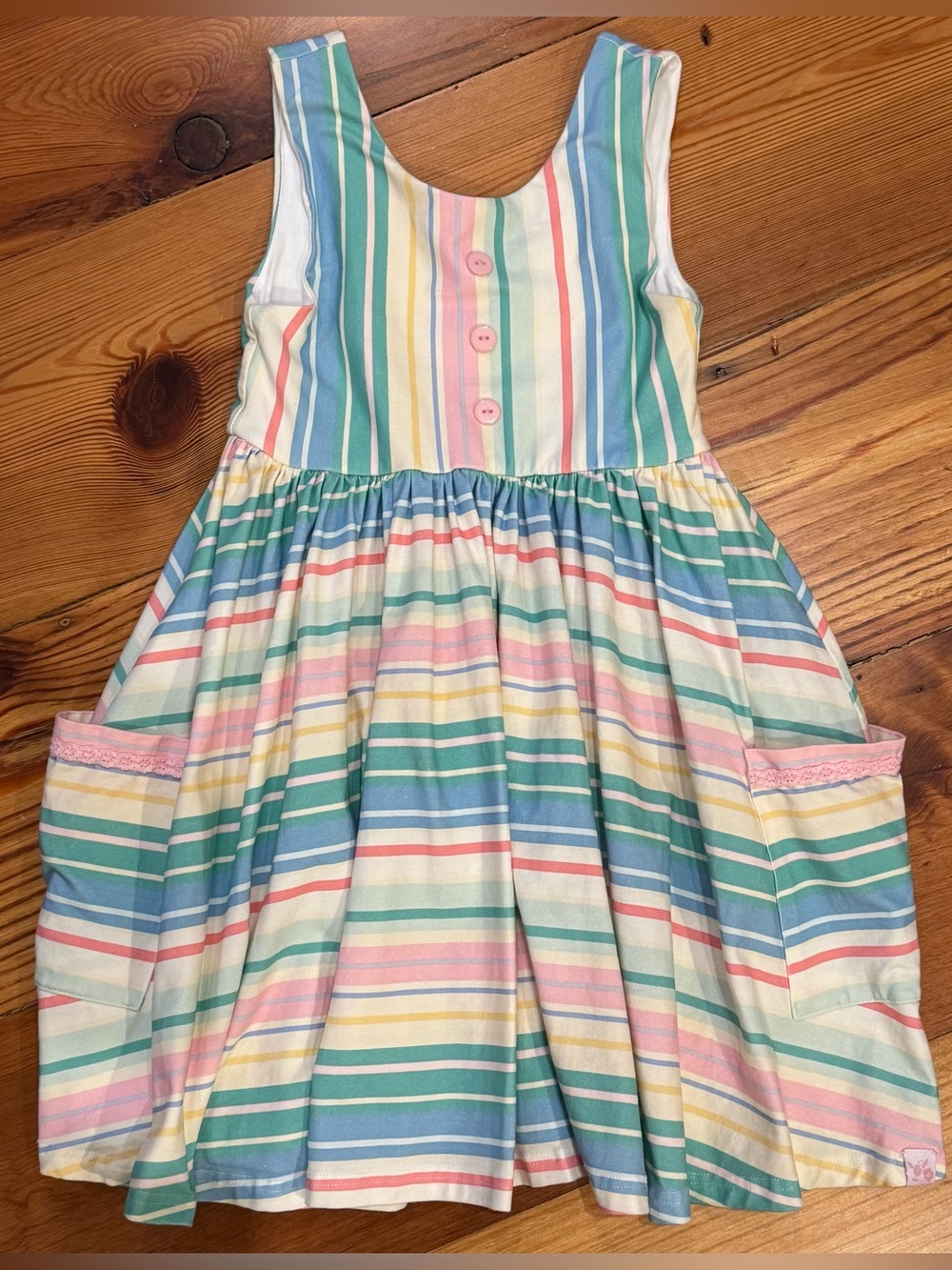 SweetHoney Girls Pastel Multi-Stripe Sleeveless Cotton Dress Size 10